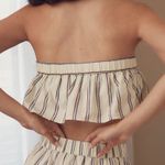 Anthropologie Stripe Mix Boxer Ruffle Bra Cotton Green M NWT Photo 2