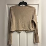 Sage NWT  The Label Taupe Ribbed Knit Cropped Cardigan Size Large Photo 3