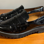 Franco Sarto  Cassandra Black Patent Faux Leather Penny Loafer Chunky Lug Slip On Photo 0