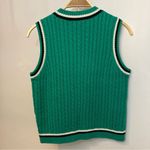 BP Nordstrom Green White Black Stripe Cable Knit Sleeveless Sweater Vest Top Photo 6