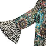 Multiples  Jacket Petite Small Semi Sheer Bell Sleeves Animal Print Lagenlook Photo 1