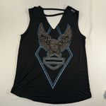 Harley Davidson Tank Top Tee Distressed Strappy Biker Moto Motorcycle Sz Med Y2K Black Photo 5