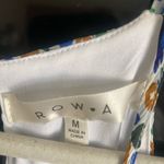 Row *A Blue/Yellow Floral Print Draw String Middle Romper. Size Medium Blue Photo 7