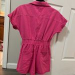 Vibrant Pink Collared Jumpsuit with Elastic Waist Size XS Photo 1