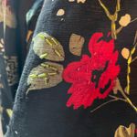 Silkland Women's Shirt Long Sleeve Kimono Top Black Red Beaded Flowers Silk Sz M Size M Photo 9