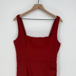 Lulus Rust Red Midi Dress Ruched Bodycon Tank Sleeveless Party Cocktail L Size L Photo 4