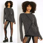 Blackmilk NWT  Raider Acid Sweatshirt Top Asymmetrical Longsleeve Raw Hem Size S Photo 1