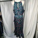 Queen B Maternity London Polka‎ Dot Satin Maxi Dress Teal Red Ruffle Hem Size 16 Green Photo 7