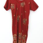 Handmade Red Embroidered Sequin Kurti Tunic Dress Short Sleeve Womens Size M Photo 0