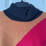 Joseph A . Colorblock Turtleneck Poncho Sweater Women M Multicolor Photo 2