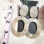 Creamy Beige Marbled Resin Drop Earrings Tan Photo 5