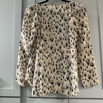 Rebecca Taylor  Silk‎ Ruffle Ivory Leopard Animal Print Blouse Size 4 Photo 5