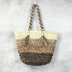Bohemian Woven Straw Tote Bag Brown Ombre Beach Bag Resort Vacation Coastal Photo 1
