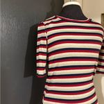 Stateside 💜  Red Navy Green Tan Striped Stretchy T-shirt Dress Photo 1