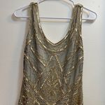 1920s Flapper Beaded Dress, Necklace, and Headband Gold Size M Photo 3