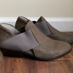 Eileen Fisher  Perry Nubuck Slip On Heeled Ankle Booties Cut Out Photo 0