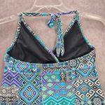 Mossimo Blue Multi Print Floral Halter Tie Swimwear Tankini Tank Top Medium M Photo 4