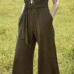 Matilda Jane  Sleeveless Olive Green Jumpsuit (Size M) NWT Photo 0