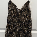 SUGARFOX Spaghetti Strap Tank Top Large Womens Brown Floral Beige‎ Layering L Photo 0