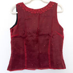 Emma James 90s  Womens Silk Top Size‎ 12 Red Beaded Embroidered Whimsigoth Witchy Photo 0