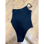 NWT LA SIRENE Asymmetric Neck One Shoulder One Piece Swimsuit Black Women's S/P Photo 1