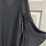 Sage  Black V Neck Lined Bell Sleeve Top - Size Medium - EUC Photo 3
