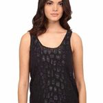 Equipment  $158 Silk Kaylen Black Animal Leopard Print Sleeveless Tank Top Sz XS Photo 2