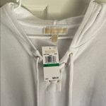 Michael Kors  White Hooded Top with Gold Accents Photo 1