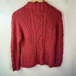 Icelandic Design Wool Blend Sweater Women's Small Red Cable Knit Button Cardigan Photo 7