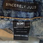 Sincerely Jules Blue Distressed Deconstructed High Hip Mini Raw Hem Denim Shorts Photo 2