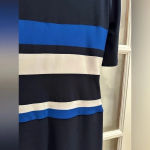 Ralph Lauren LRL Lauren Navy Royal White Color-block Cocktail Midi Dress Size 10 Photo 3