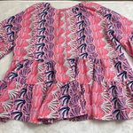 Simply Southern Simply‎ Southern Tiered Blouse Women's Size Large All Over Shell Print Tropical Photo 8