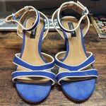 Ann Taylor blue and white strappy wedges size 7.5 Photo 5