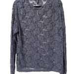 Feathers women’s size 3X lacy floral sheer pullover long sleeve grey top dressy Gray Photo 8