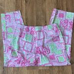 Island Republic Funky Pink Hawaiian Print Cropped Pants Sz 8 Cotton Stretch Photo 8
