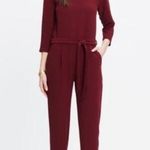 Madewell  Burgundy Red Sloan Crepe Jumpsuit 3/4 Sleeve Jumpsuit Photo 0