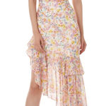 AMUR Floral One Shoulder Ruffled Silk Clayton Dress Women’s Size 4 Pink Photo 0