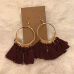 Burgundy Tassel Boho Earrings Photo 0