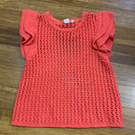 Gap  Coral Crochet Knit Flutter Sleeve Top Women's Size XS Sweater Pointelle Photo 0