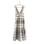 Farm Rio  Embroidered tiered maxi dress Linen Blend Sz M Coastal Boho Chic Artsy Photo 4