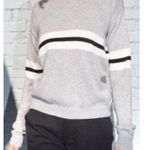 Brandy Melville Grey and White Striped Long Sleeve Sweater One Size Photo 1