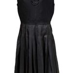 Jerry T Little Black Dress Sleeveless Midi Pleated Skirt V Neck With Flower Size M Photo 0