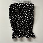 NYCC Women's Skirt size XL Black White Polka Stretch Pencil Skirt ruffled hem Photo 2