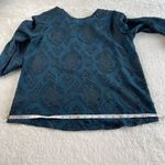 Ann Taylor Loft Floral Velvet Burnout Blouse Womens MP Blue Boho Dark Academia Photo 8