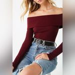 We The Free Off-Shoulder Burgundy Sweater Photo 2