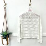 Maje Limba Open Knit High Neck Ruffle Crochet Lace Sweater Top Ecru Size 1 Photo 7