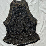 Adrianna Papell Papell Boutique Vintage 100% silk floral Bead and sequin detail halter Top Photo 1