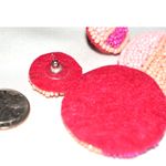 Fun Funky Cottagecore XL 3" Pink/Orange Beaded Post/Stud Hipster Earrings Pink Photo 2