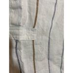 Artisan NY  Top 100% Linen 1/2 Button Up Long Sleeve Collared Striped White M Photo 2