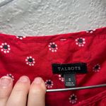 Talbots Red Paisley Floral Print Tassel Tie Neck Tunic Top Size S bandana boho Photo 4